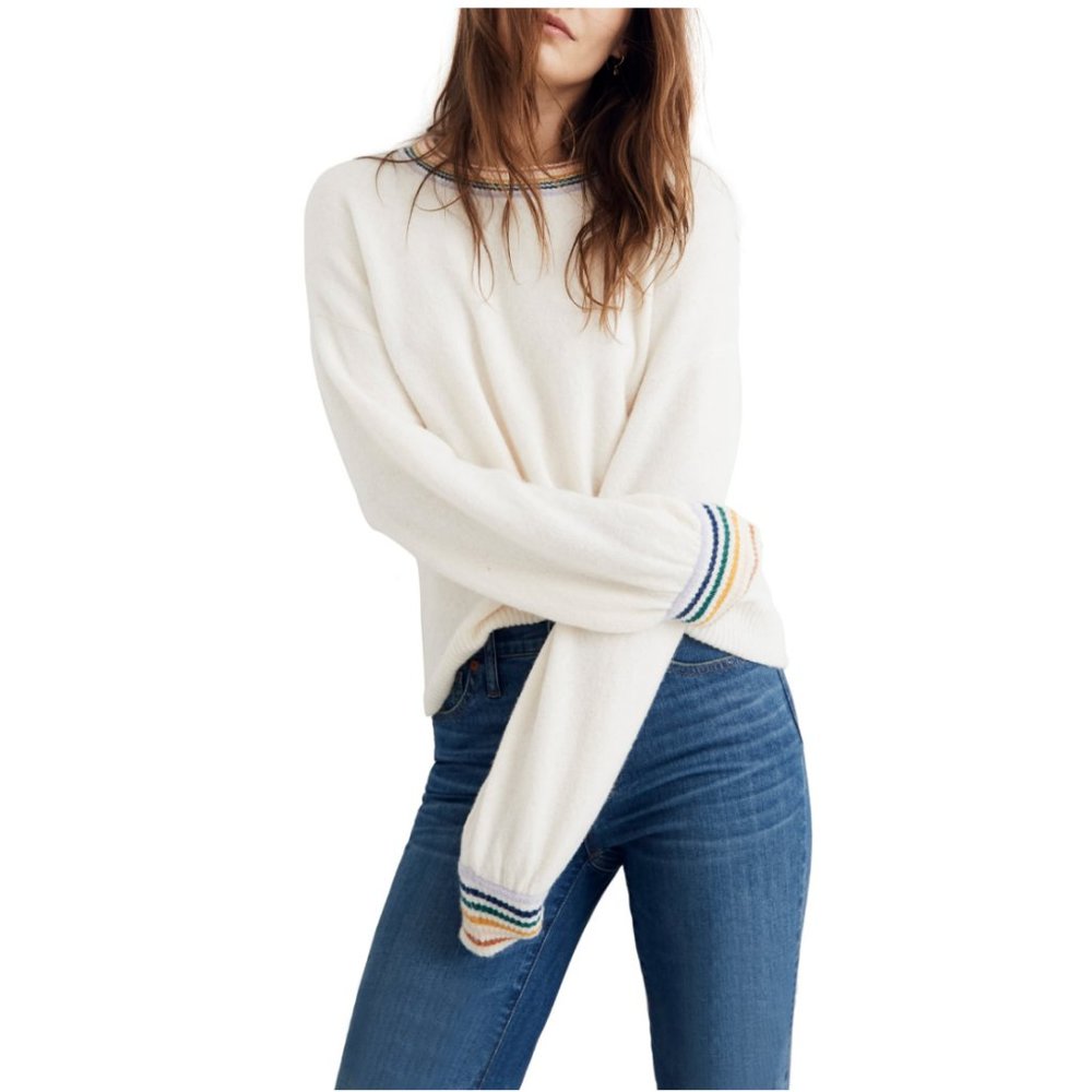 Madewell // Rainbow Trim Balloon Sleeve Sweater